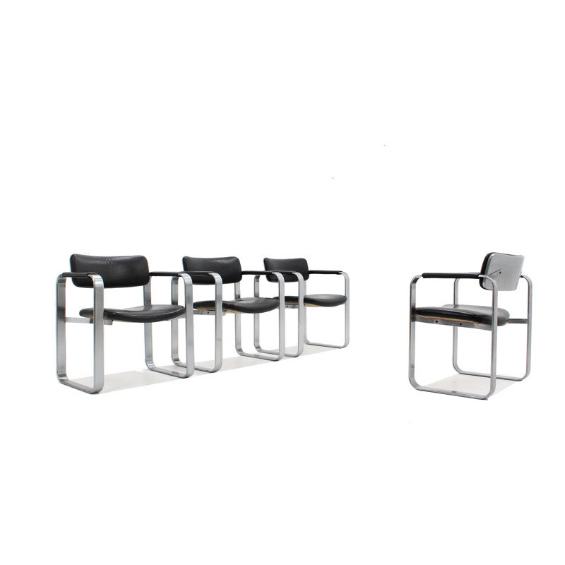 4 Vintage Executive dining chairs by Eero Aarnio for Mobel Italia, 1960s