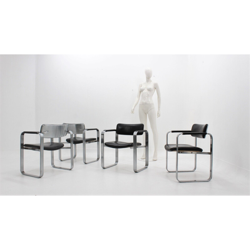 4 Vintage Executive dining chairs by Eero Aarnio for Mobel Italia, 1960s