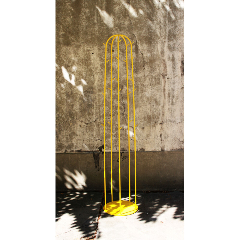 Vintage yellow lacquered metal coat hanger 1990