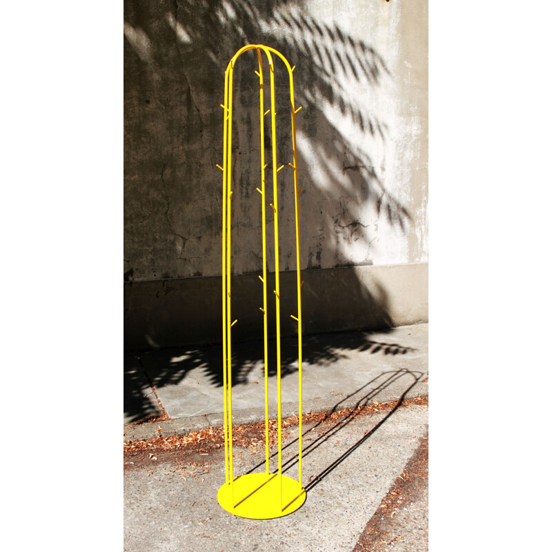 Vintage yellow lacquered metal coat hanger 1990