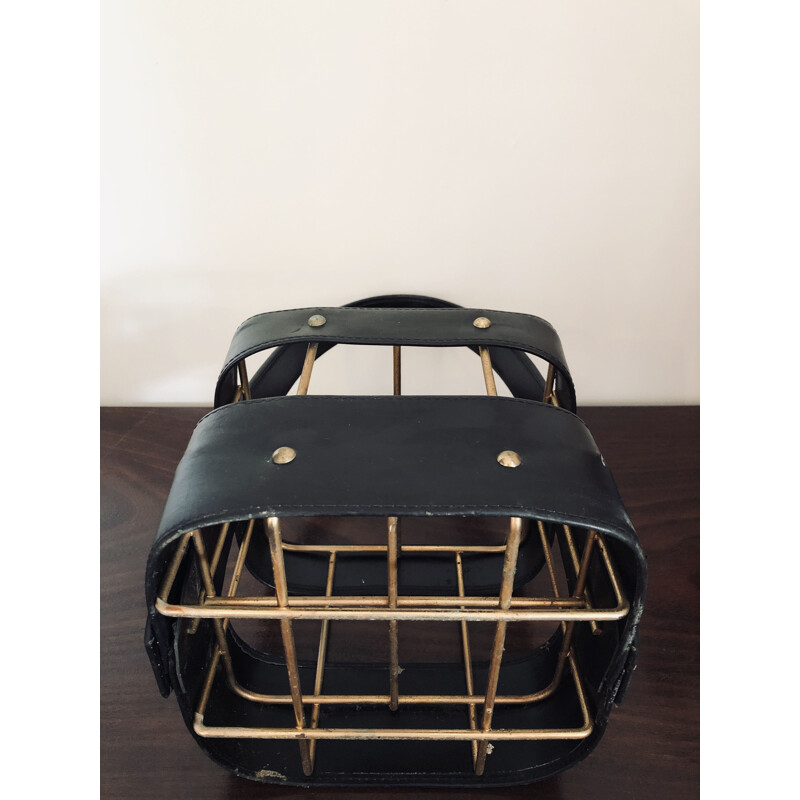Vintage bottle holder in the style of Jacques Adnet 1960