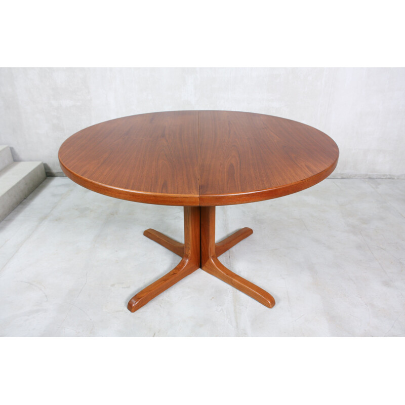 Vintage Teak Round Dining Table, Danish 1960s