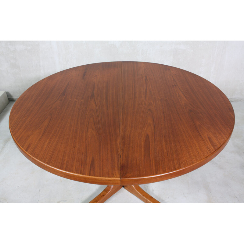 Vintage Teak Round Dining Table, Danish 1960s