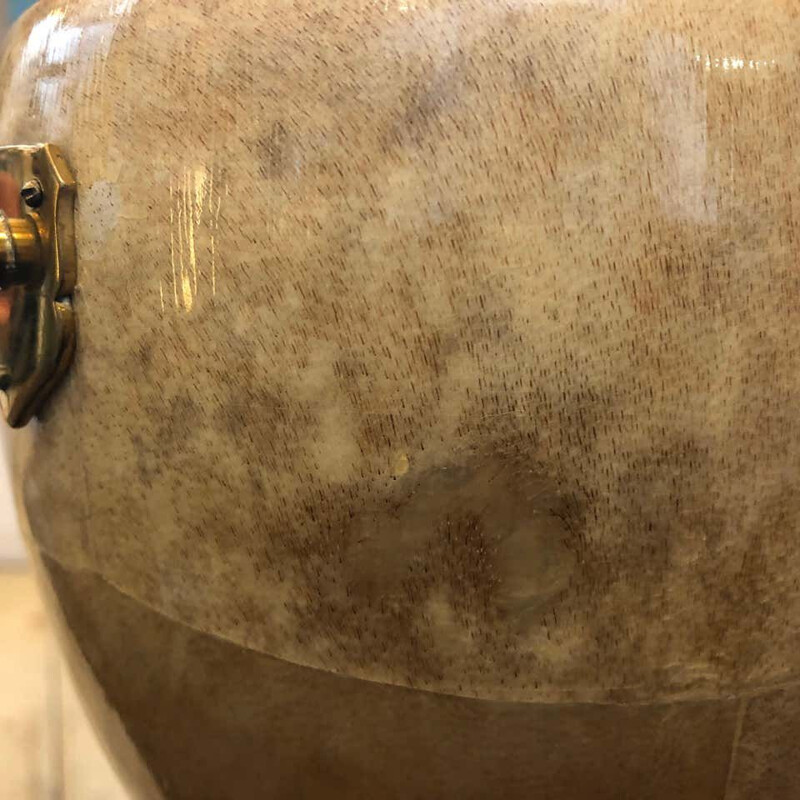 Mid-Century Goatskin and Brass Ice Bucket 1960