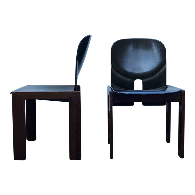 Set von 4 Vintage-Stühlen in dunkelbraun lackiertem Walnussholz Modell 121 von Tobia