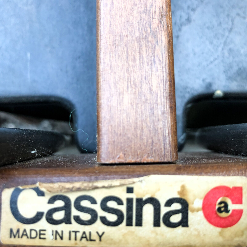 Lot de 4 chaises Vintage en noyer laqué brun foncé modèle 121 par Tobia & Afra Scarpa pour Cassina 1960
