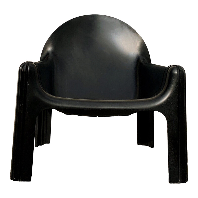 Paar vintage lounge stoelen in zwart model 4794 van Gae Aulenti voor Kartell, Italië 1970