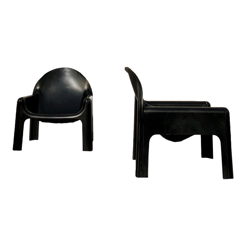 Pair of vintage Black Model 4794 Lounge Chairs by Gae Aulenti for Kartell, Italian 1970s