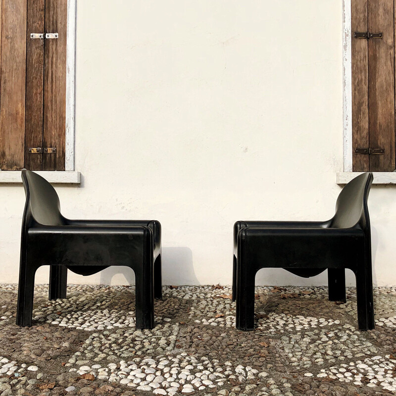 Pair of vintage Black Model 4794 Lounge Chairs by Gae Aulenti for Kartell, Italian 1970s