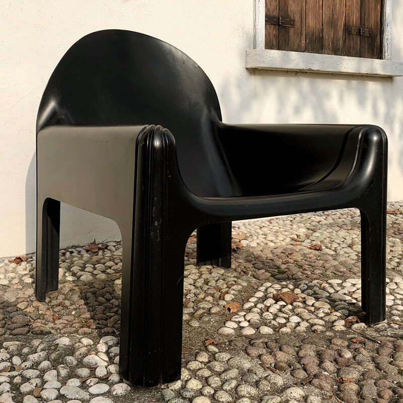 Paar Vintage-Lounge-Sessel in Schwarz Modell 4794 von Gae Aulenti für Kartell, Italien 1970