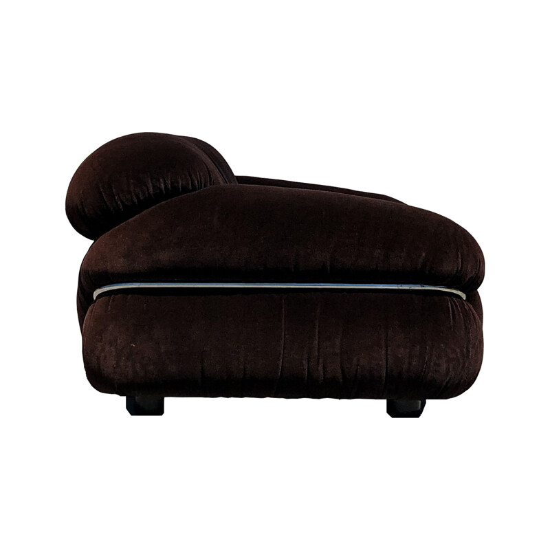 Vintage space-age alpaca fluwelen lounge stoel van Gianfranco Frattini voor Cassina, 1972