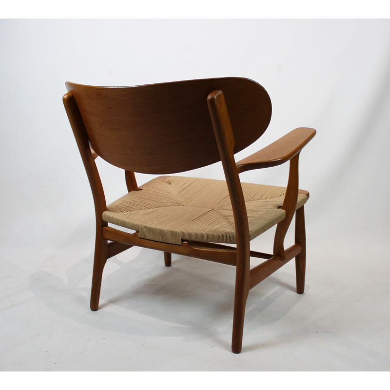 Fauteuil Vintage, modèle CH22, en chêne et cordon de papier par Hans J. Wegner par Carl Hansen & Son 1950