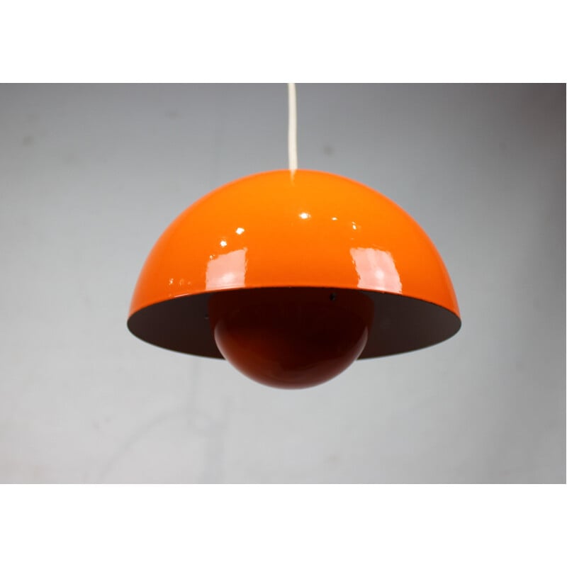 Vintage pendant Orange Flowerpot, model VP1, by Verner Panton 1968