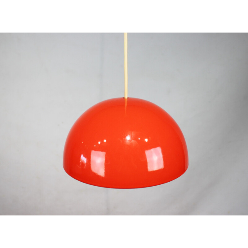 Vintage rode bloempot hanglamp model VP1 van Verner Panton, 1968