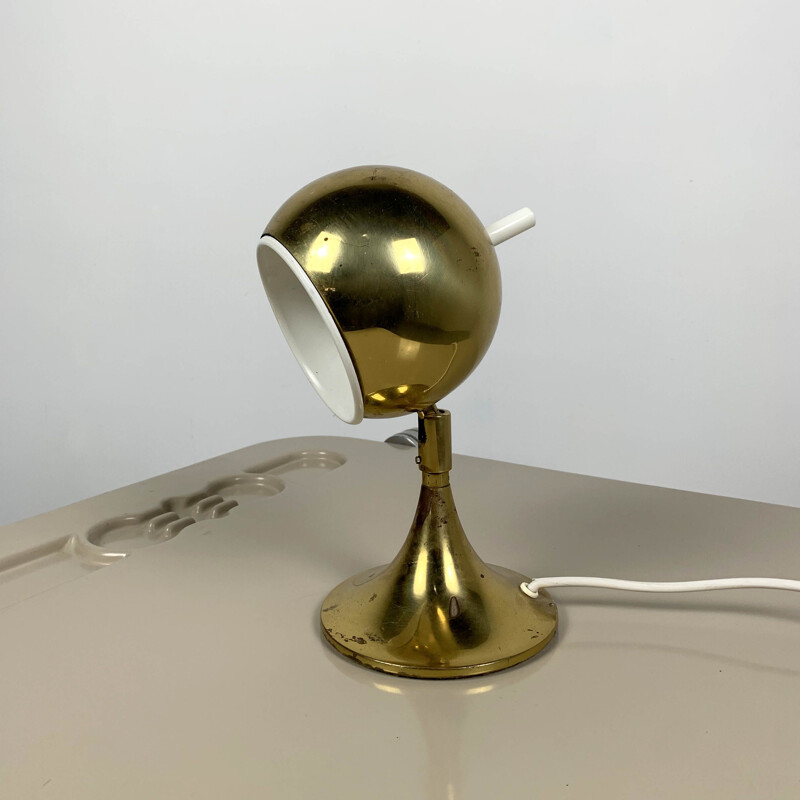 Vintage Gold Globe Table Lamp, 1980s