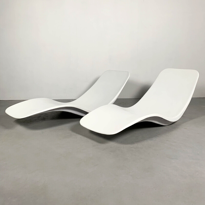 Pair of Vintage Eurolax R1 sunbeds by Charles Zublena for Club Med, 1960s