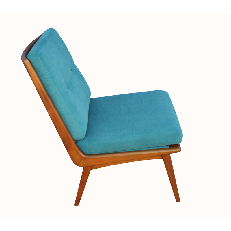 Sillón vintage Hans Mitzlaff de terciopelo azul1950