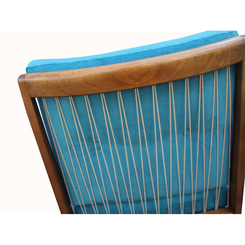 Sillón vintage Hans Mitzlaff de terciopelo azul1950