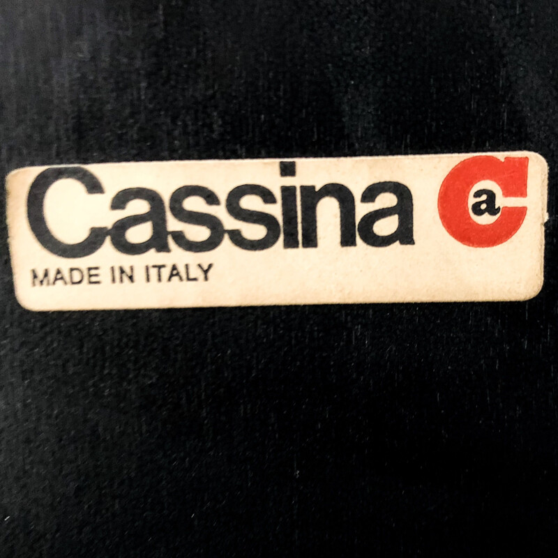 Ensemble de salon vintage en cuir noir Sesann par Gianfranco Frattini pour Cassina, Italie 1972