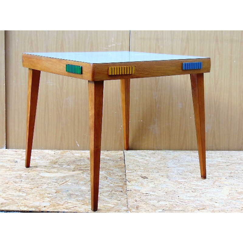 Table vintage en bois à rallonge 1950