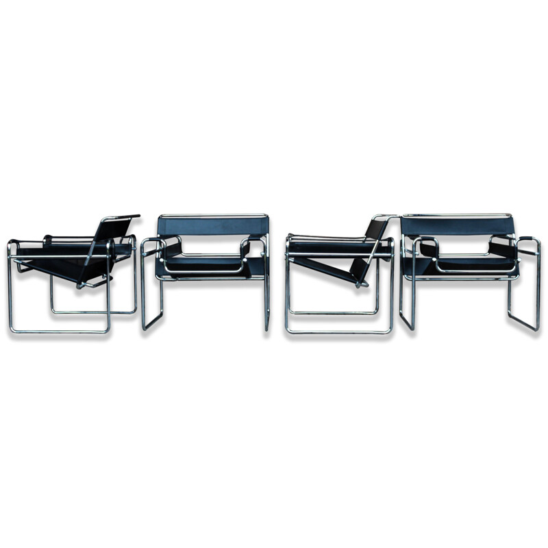 Set of 4 vintage Wassily Armchair by Marcel Breuer for Gavina 1972