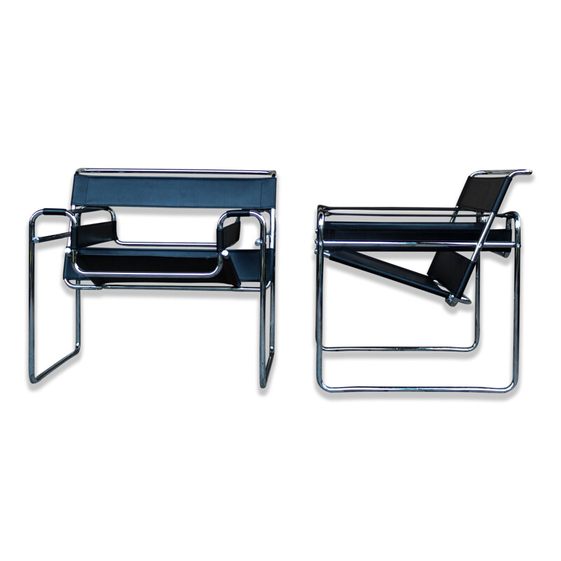 Set of 4 vintage Wassily Armchair by Marcel Breuer for Gavina 1972