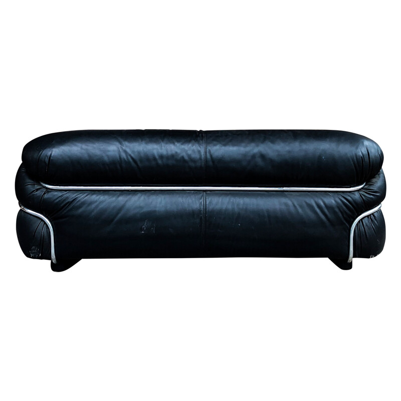 Vintage Leather Sesann Sofa by Gianfranco Frattini for Cassina,Italian  1972