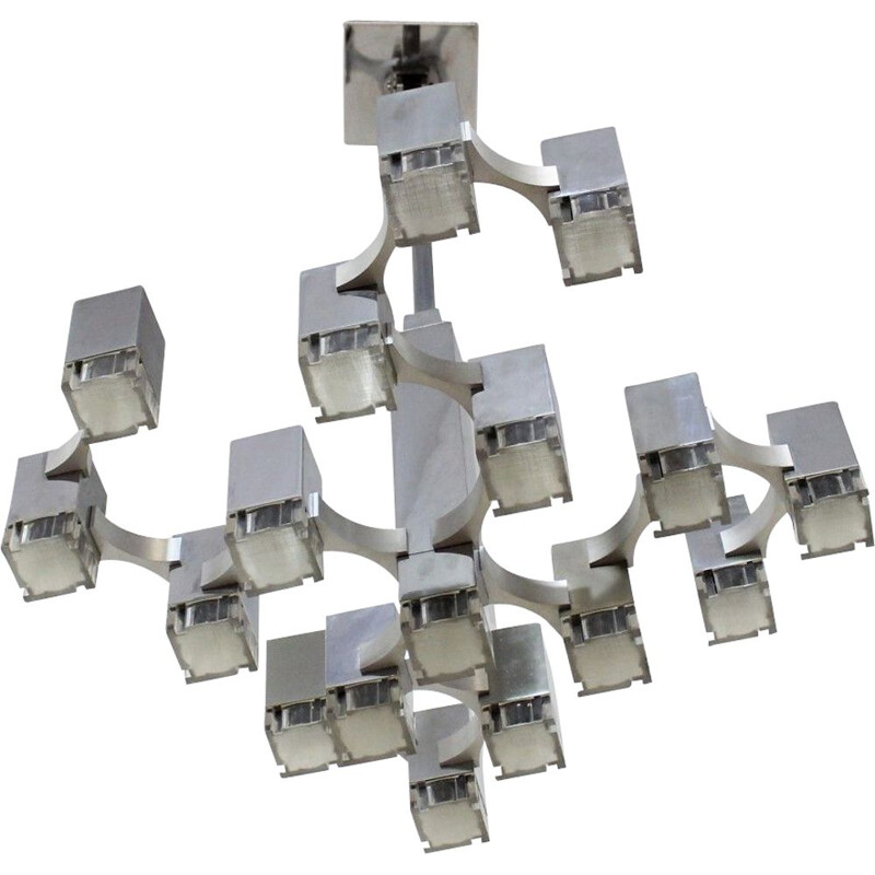 Vintage Cubic chandelier by Gaetano Sciolari Italian 1970s