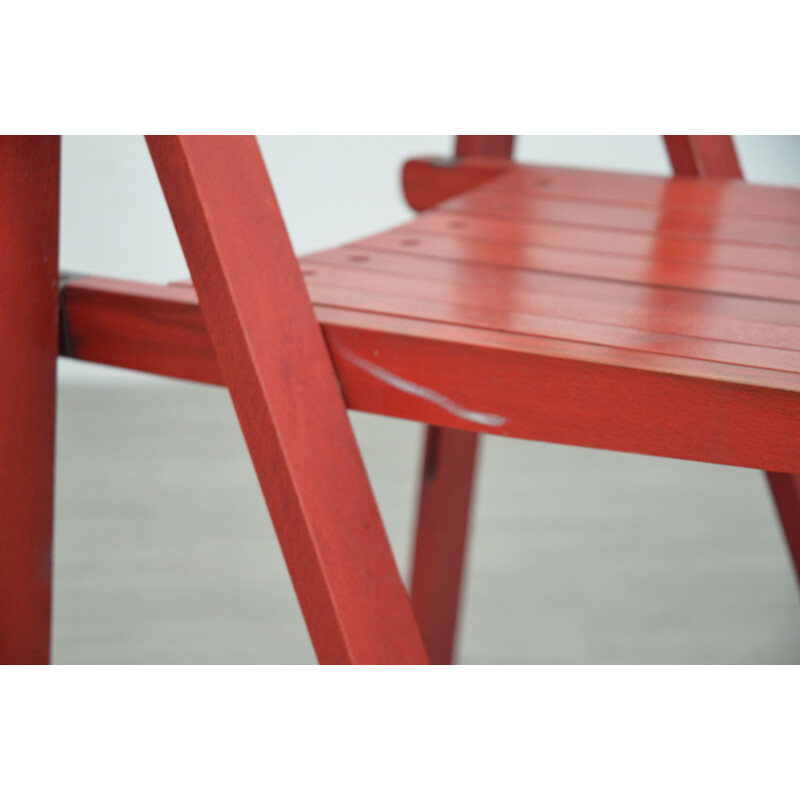 Set Of 4 vintage Red Folding Chairs By Aldo Jacober For Bazzani 1970s