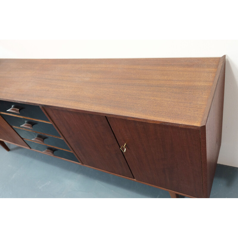 Teak sideboard with 4 black drawers - 1960s