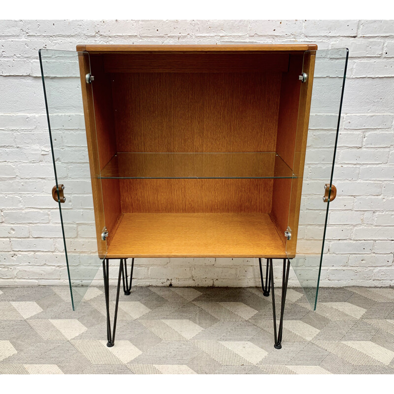 Vintage Drinks Glass Cabinet Bookshelf Cupboard by Stag