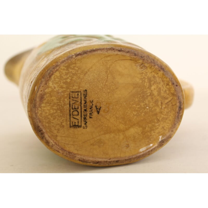 Brocart vintage en céramique Barbotine Sarreguemines, Firmato E- Deve Francia 