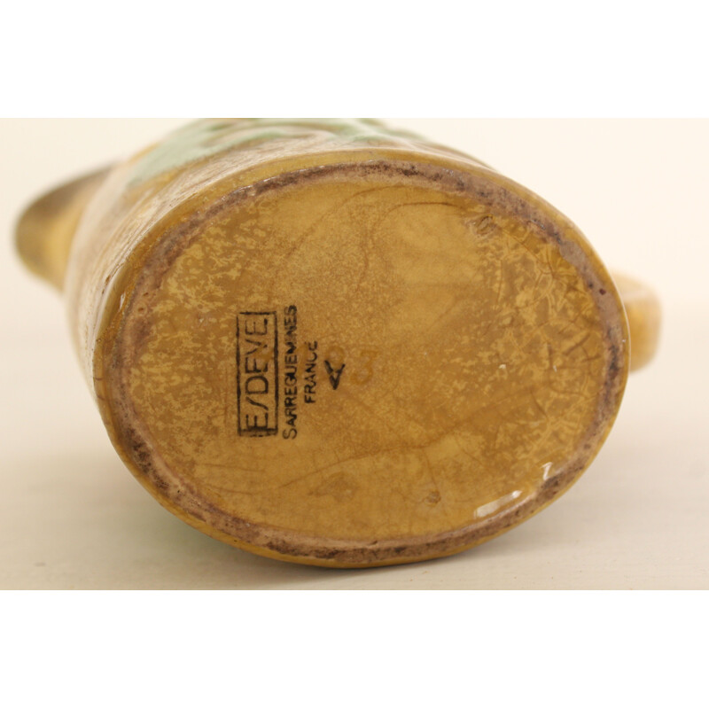 Vintage Broccale in Ceramica Barbotine Sarreguemines, Firmato E- Deve Francia 