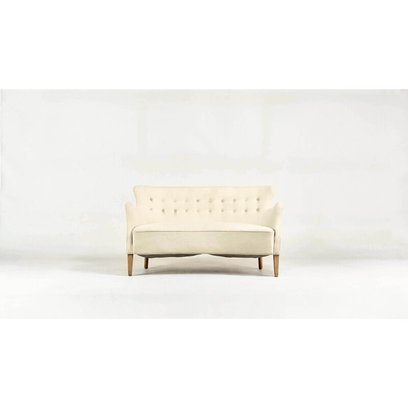 Vintage concave bench Frits Henningsen Denmark, C.1940.