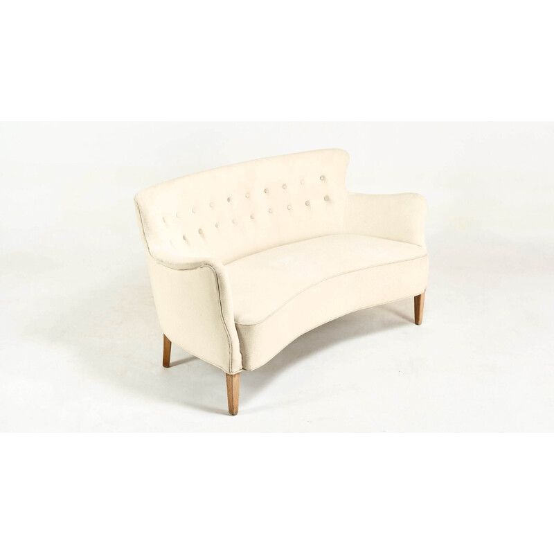 Vintage concave bench Frits Henningsen Denmark, C.1940.