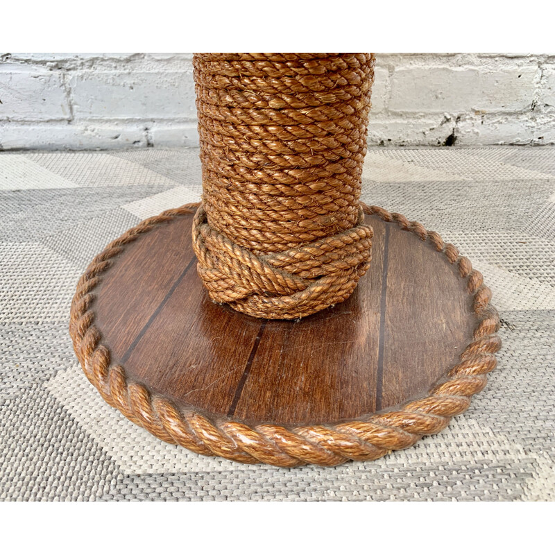 Vintage Round Coffee Table with Rope Nautical Style 1980