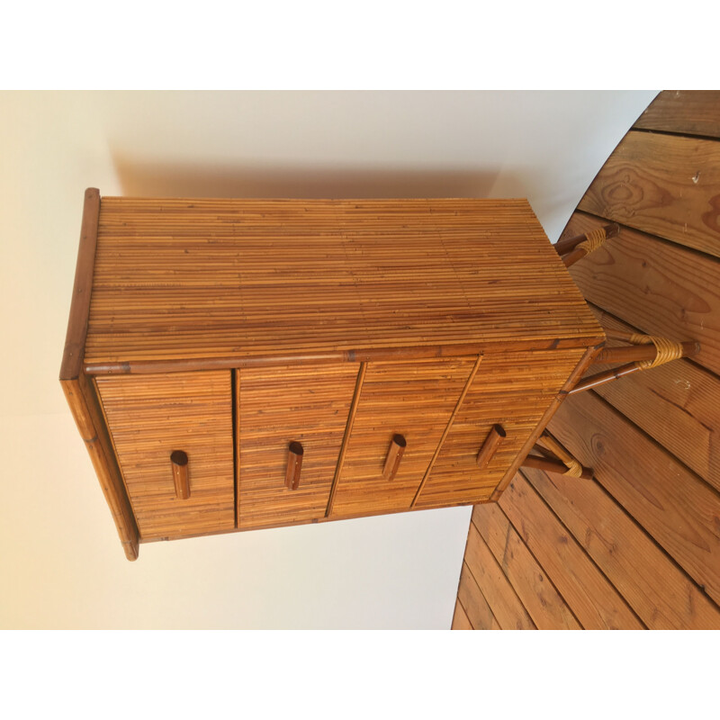Vintage Bamboo chest of drawers Audoux & Minet 1960s