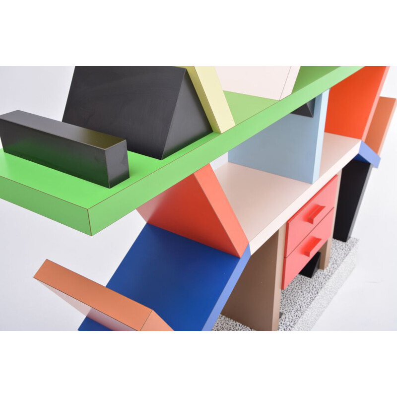 Vintage totemic Carlton bookcase by Ettore Sottsass for Memphis Milano, 1981