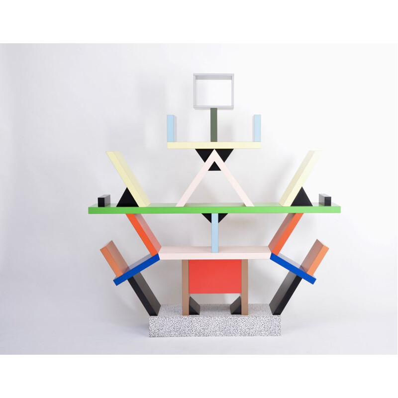Vintage totemic Carlton bookcase by Ettore Sottsass for Memphis Milano, 1981
