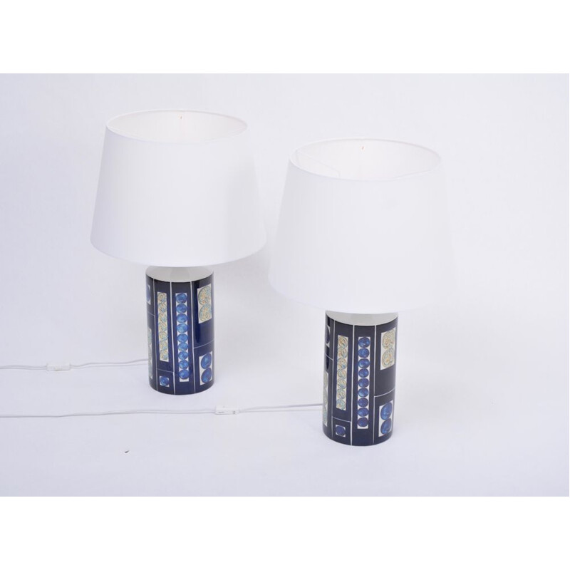 Pair of vintage Royal 7 Tenera table lamps by Ingelise Kofoed for Fog and Morup, 1967