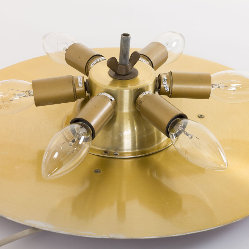 Vintage wall or ceiling light fixture,Carl Fagerlund cristal and brass Orrefors, Sweden 1960s