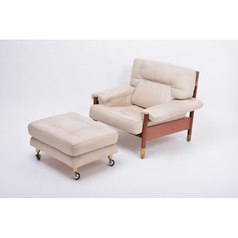 Vintage-Lounge-Sessel aus beigem Leder von Carlo de Carli, Italien 1960