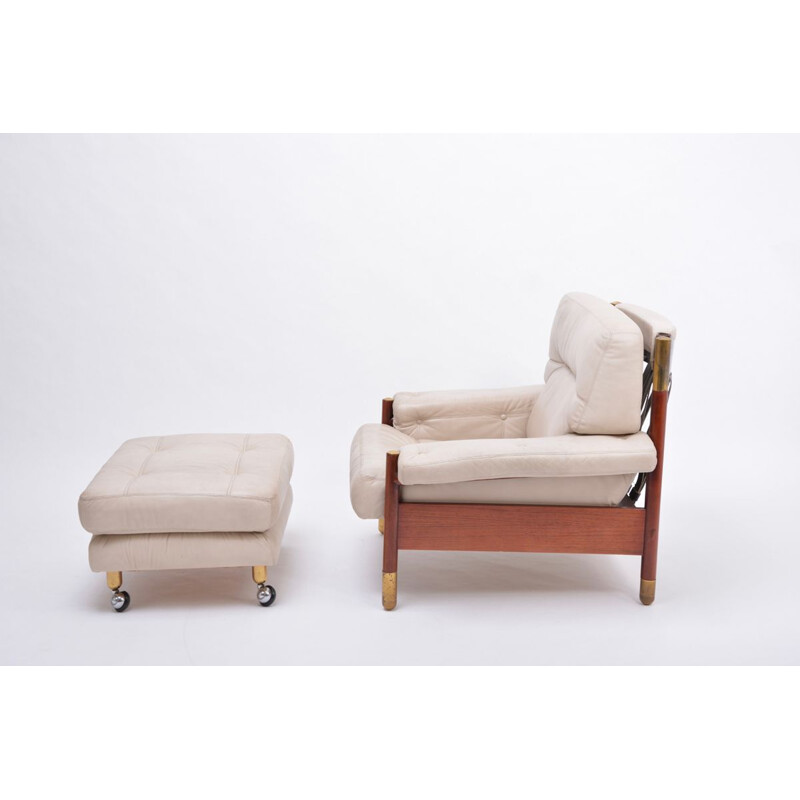 Vintage-Lounge-Sessel aus beigem Leder von Carlo de Carli, Italien 1960