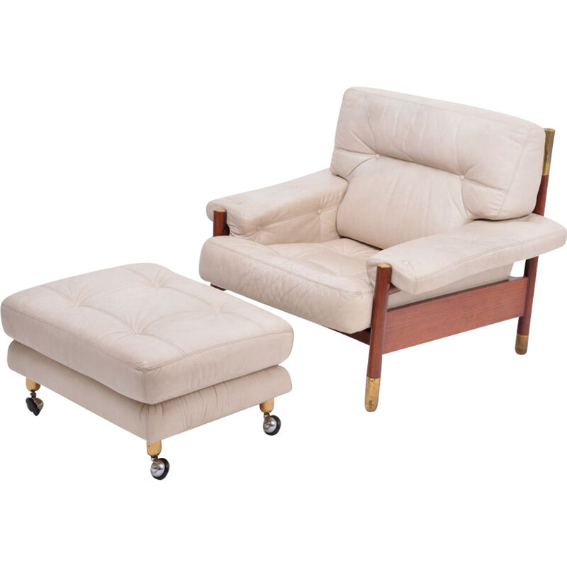 Vintage-Lounge-Sessel aus beigem Leder von Carlo de Carli, Italien 1960