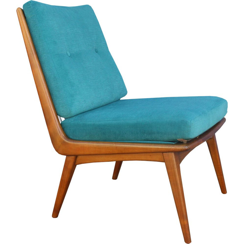 Poltrona vintage Hans Mitzlaff in velluto blu1950