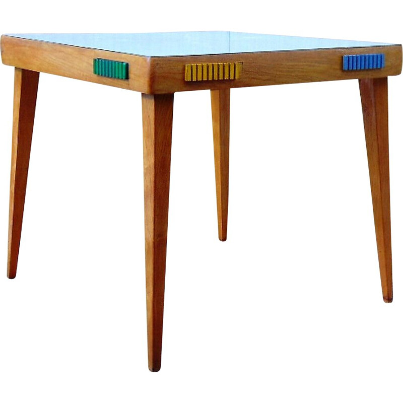 Table vintage en bois à rallonge 1950