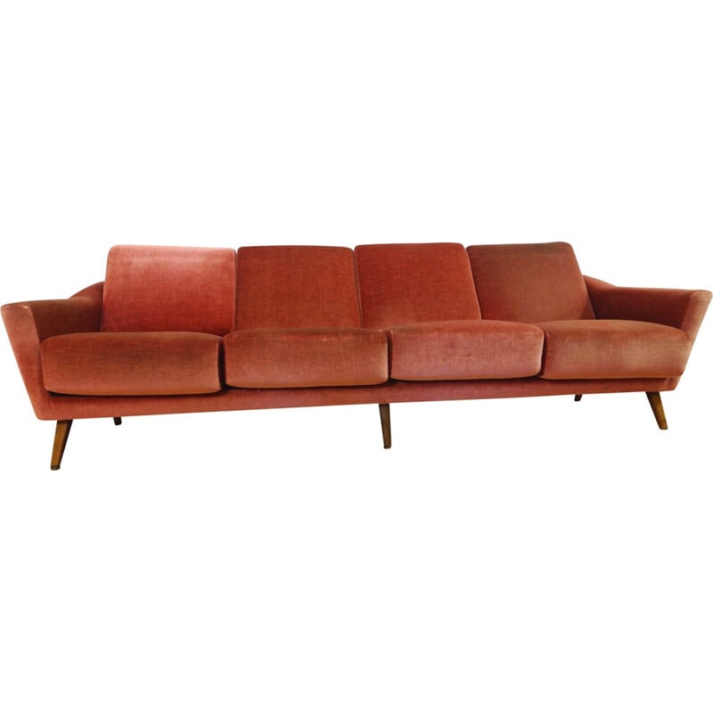 Large mid century 4-seater sofa in fabric - 1950s