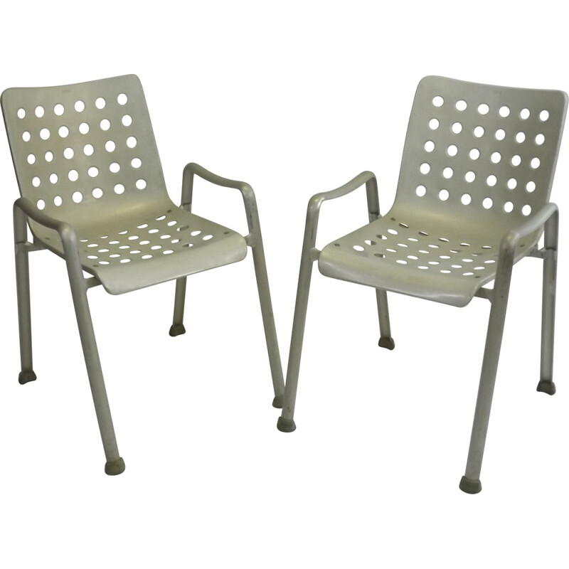 Set of 2 Landi chairs in aluminum, Hans CORAY - 1960s