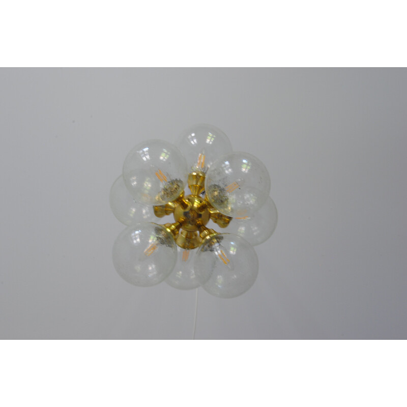 Mid-Century German brass & bubble glass Sputnik chandelier 1960s