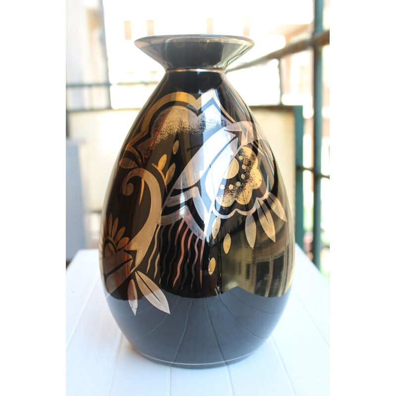Vase vintage en Céramique Firmato Bosh Coppia di Belgique 1940